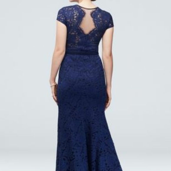 Navy Lace Mermaid Gown - Picture 3 of 5